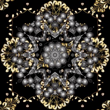 Vintage bir siyah, gri ve kahverengi renkleri altın elemanları ile üzerinde. Vektör çizim.