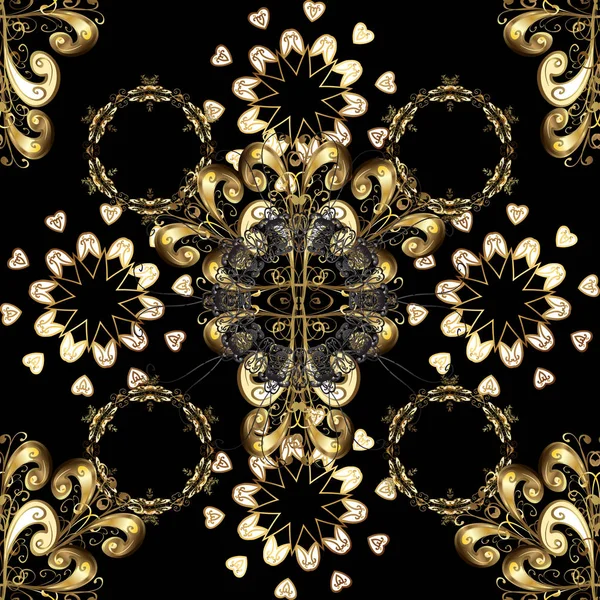 壁紙バロック ダマスク織 シームレスな花柄 ブラウンおよびベージュ色のグラフィック モダンなシームレス パターン シームレスなベクトルの背景 — ストックベクタ