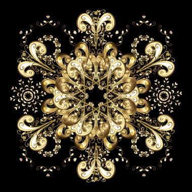 Bir siyah, bej ve kahverengi renkleri üzerinde kar tanesi süsleme. Kar tanesi süs vektör çizim. İzole kar tanesi. Sevimli süsleme nesne.