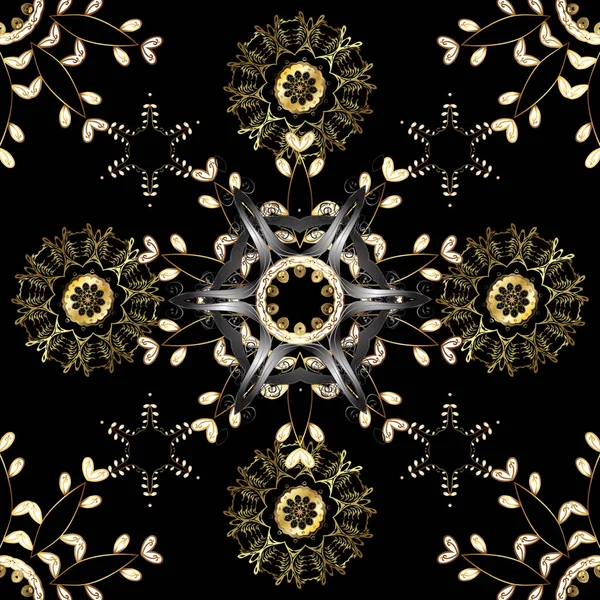 Vintage Μπαρόκ Floral Χωρίς Ραφή Πρότυπο Στο Χρυσό Πέρα Από — Διανυσματικό Αρχείο