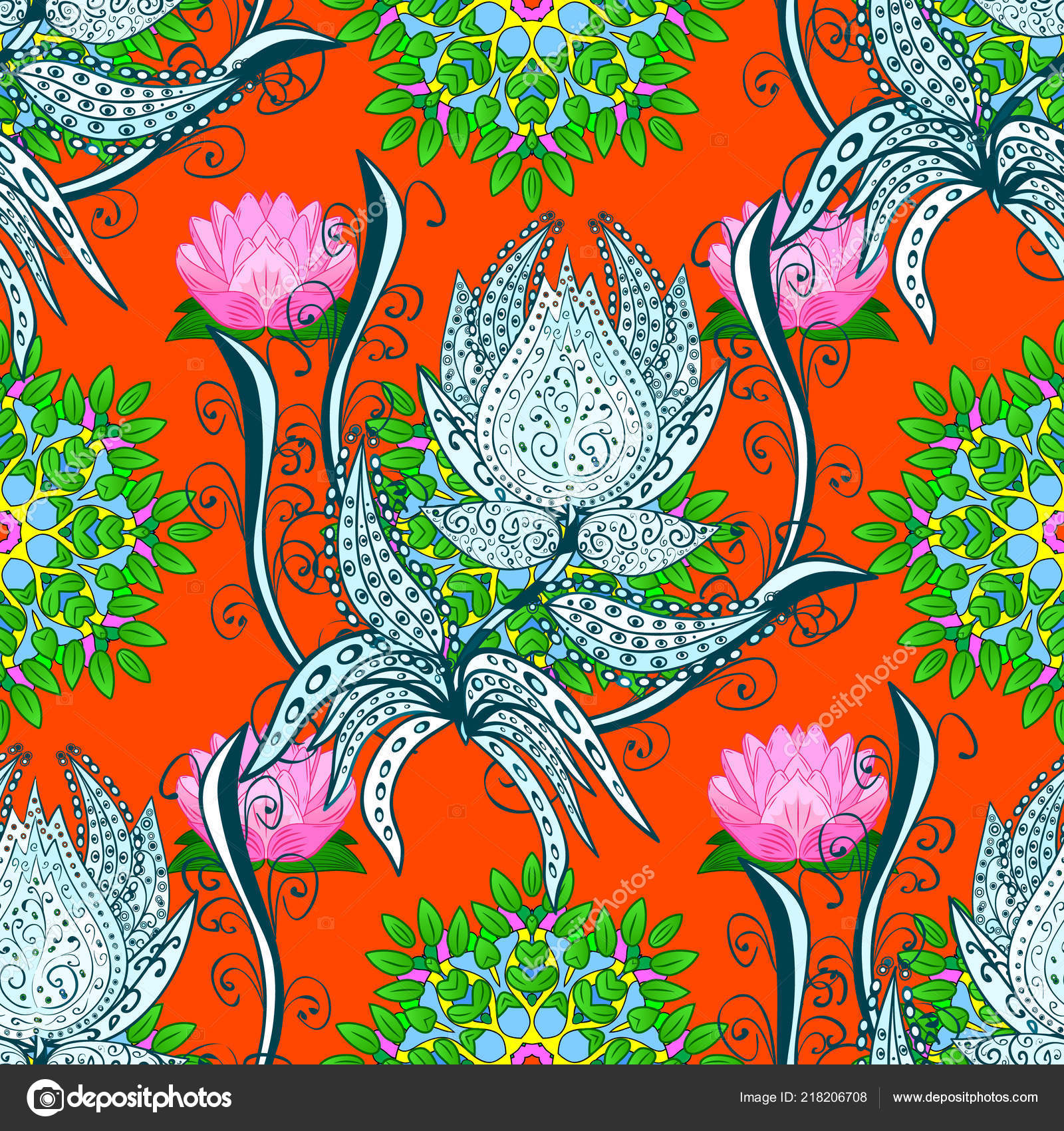 プリント生地 テキスタイルのベクトル テクスチャです 刺繍花柄シームレス パターン カラフルなグランジ繁栄抽象的な背景 Coloorange 青と中立的な花 ストックベクター C Valera