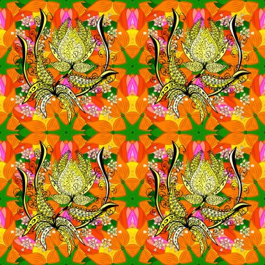 Vektör çizim. Çiçek açması arka plan kumaş, duvar kağıdı ve kağıt baskı almak için. Parlak buketleri moda grunge arka plan üzerinde. Küçük bir çiçek bir vintage tarzı ile şirin seamless modeli.