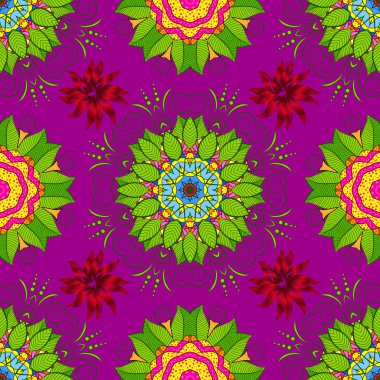 Zarif, parlak ve sorunsuz mor, yeşil ve kırmızı çiçek desen tasarım. Kullanılabilmesi için kupa baskı, Bebek giyim, duvar kağıdı, kutuları vb kaydırma.