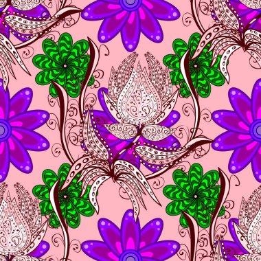 Renkli nötr, kırmızı veya mor seamless modeli. Tekstil, kapak tasarımı için mükemmel. Elle çizilmiş Dikişsiz sonbahar çiçek desen. Tarafsız, kırmızı ve mor renkler çiçekler. Doodle stili.