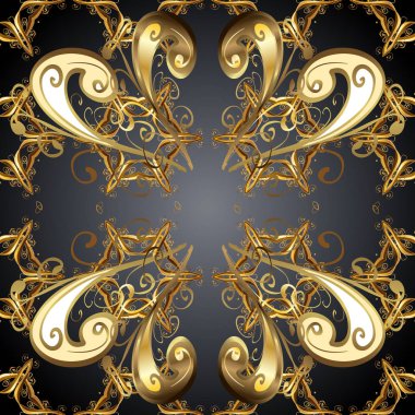 Vektör geleneksel şark süsleme. Altın desen gri, kahverengi ve bej renkler altın elemanları ile. Süs klasik altın desen.