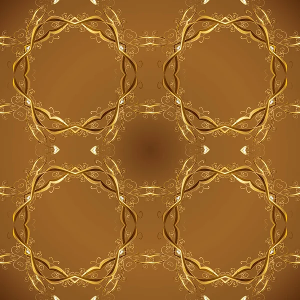 Illustration Ornementale Couleur Dorée Fond Géométrique Vectoriel Motif Ornemental Doré — Image vectorielle