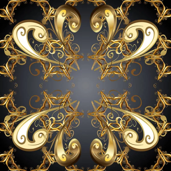 Векторное Традиционное Восточное Украшение Золотой Узор Серых Коричневых Бежевых Цветах — стоковый вектор