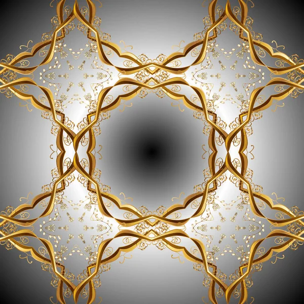 向量金黄样式 棕色和中性颜色与黄金元素 装饰金黄质感卷发 东方风格的阿拉伯风格 向量例证 — 图库矢量图片