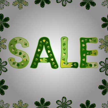 Elle çizilmiş moda resimde unsurlar üzerinde beyaz, yeşil ve sarı renkler ile. Hediye poster, kart. Büyük sosyal medya için. Vektör çizim.