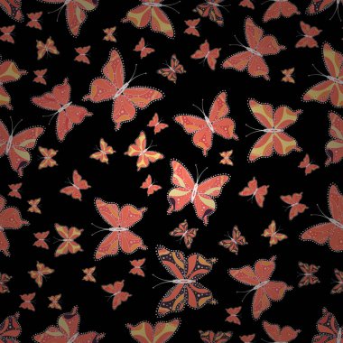 Vektör. Karalamak, kroki, doodle. Soyut Dikişsiz desen duvar kağıdı, Giysi, Erkek, kız için. Kelebek deseni.