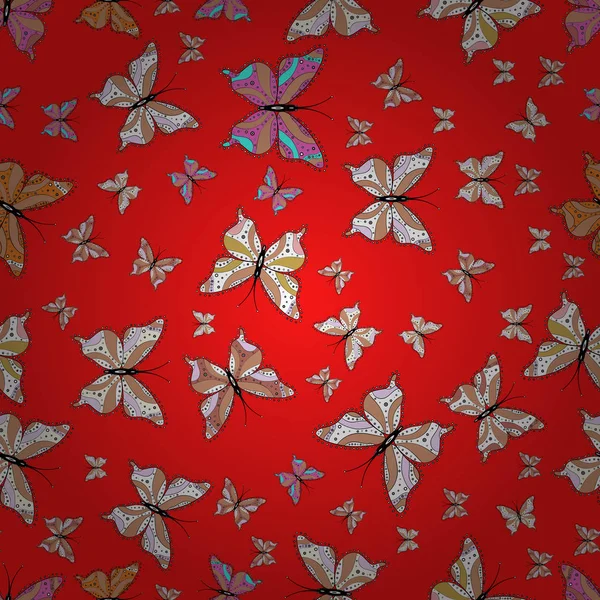 Dekor Für Bekleidungsdesign Nahtlos Niedlichen Schmetterling Rot Rosa Und Weißen — Stockvektor