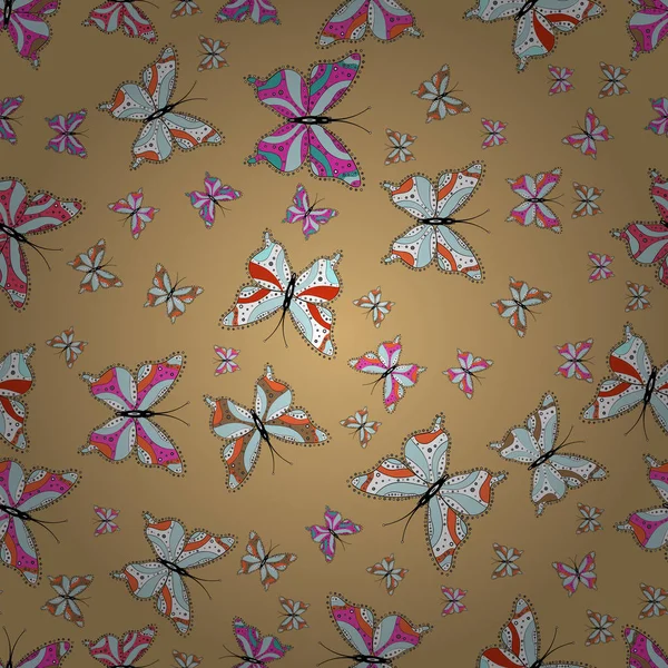 无缝模式 适合网页背景 表面纹理 五颜六色的蝴蝶 矢量插图 — 图库矢量图片