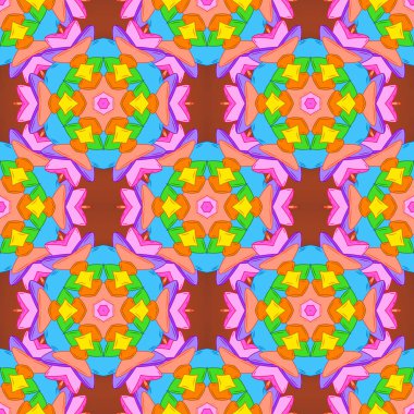 Soyut etnik vektör seamless modeli. Kabile sanat Yazdır antika arka plan. Arka plan doku, duvar kağıdı, turuncu, mavi ve pembe renklerde Tema.