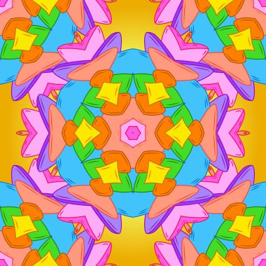 Vektör çizim. Kartları, davetiyeler, tarihi kartları ve daha birçok kaydetmek için kullanılabilir. Vektör soyut desen sayfa antistress için. Turuncu, sarı ve mavi renkler.