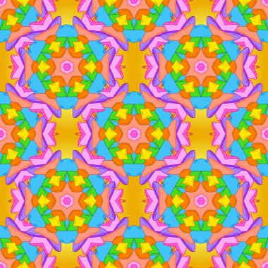 Karalamalar desen. Kesintisiz ilginç arka plan. İhale kumaş deseni. Vektör. Turuncu, sarı ve mavi renkler.