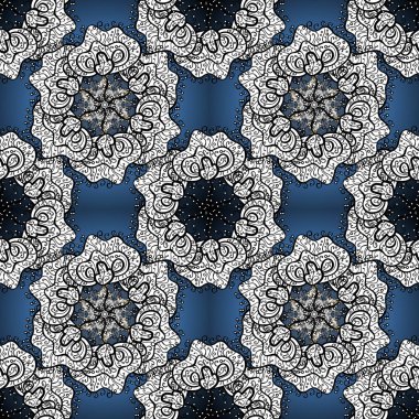 Oriental desen beyaz, siyah ve mavi renkler renkli. Vintage dekoratif öğeler. Islam, Arapça, Hint, Türk, pakistan, Çin, Osmanlı motifleri. Soyut Mandala. Vektör çizim.