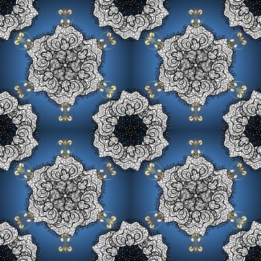 Çiçekler ile Seamless modeli. Mavi, beyaz ve siyah renkler. Mandala vektör çiçek kitap sayfa anahat şablon halı boyama oryantal.