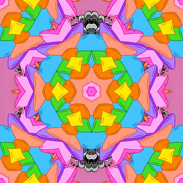 Imágenes Colores Naranja Rosa Azul Ilustración Vectorial Patrón Sin Costuras — Vector de stock