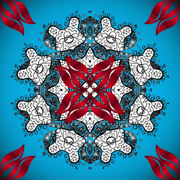 Vector Mandala Con Elementos Dibujados Mano Flores Árabe Indio Turco — Vector de stock