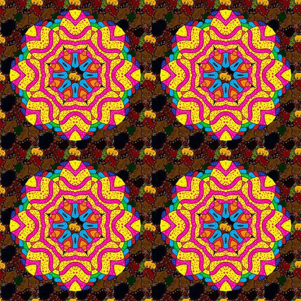 Carte Invitation Modèle Vectoriel Vintage Mandala Coloré Sur Une Couleur — Image vectorielle