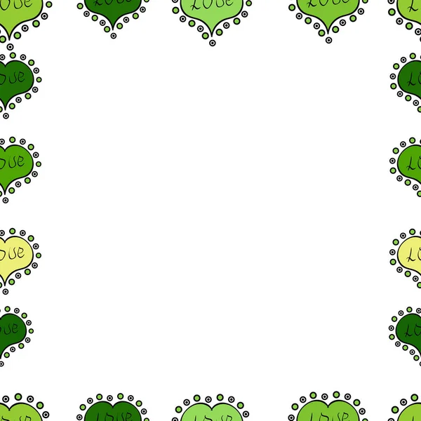 Vektorillustration Nahtloses Muster Viereckrahmen Kritzeleien Abbildung Den Farben Weiß Grün — Stockvektor