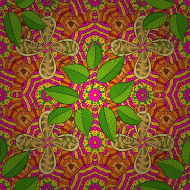 Dikişsiz sonbahar yaprakları renkli tasarım koleksiyonu. Yaprakları sarı, yeşil ve pembe renkler, kompozisyonlar yapmak için şeffaf üzerinde kalmaktadır. Vektör çizim.