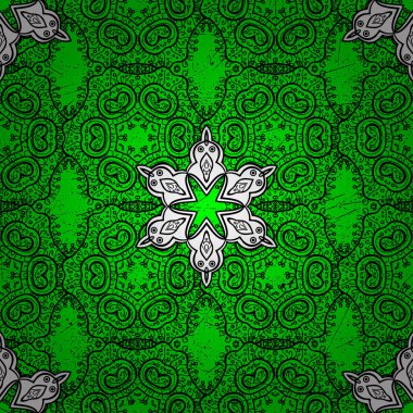 Kibarca, yeşil, siyah ve beyaz renkler üzerinde karalamalar. Soyut sorunsuz vektör desen elle çizilmiş çiçek öğeleri.