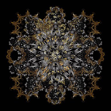 Klasik vektör altın Dikişsiz desen. Geleneksel şark süsleme. Klasik vintage arka plan. Siyah, gri ve kahverengi renkleri altın elemanları ile altın desen.