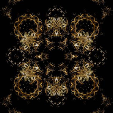 Desen altın elemanları ile. Sorunsuz öğe oymacılığı. Klasik tarzda mobilya. Siyah, kahverengi ve sarı zemin ile altın trim. Lüks mobilya. Küçük alan derinliği.