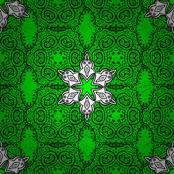 Ніжні Каракулі Зеленому Чорно Білому Кольорах Абстрактний Безшовний Векторний Візерунок — стоковий вектор