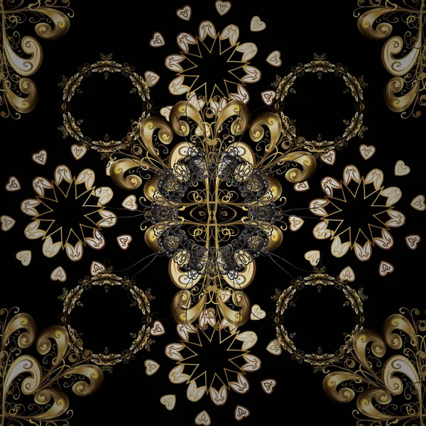 Motif Floral Doré Sans Couture Elément Doré Sur Une Couleur — Image vectorielle