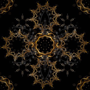 Seamless oryantal klasik altın modeli. Vektör arka plan üzerinde siyah, kahverengi ve gri renkleri altın yinelenen öğeleri ile.