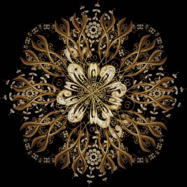 Vektör. Kar tanesi vektör simge arka plan siyah, kahverengi ve bej rengi. Hava illüstrasyon buz koleksiyonu. Xmas frost kar pul izole siluet simge. Kış Noel kar düz kristal öğesi