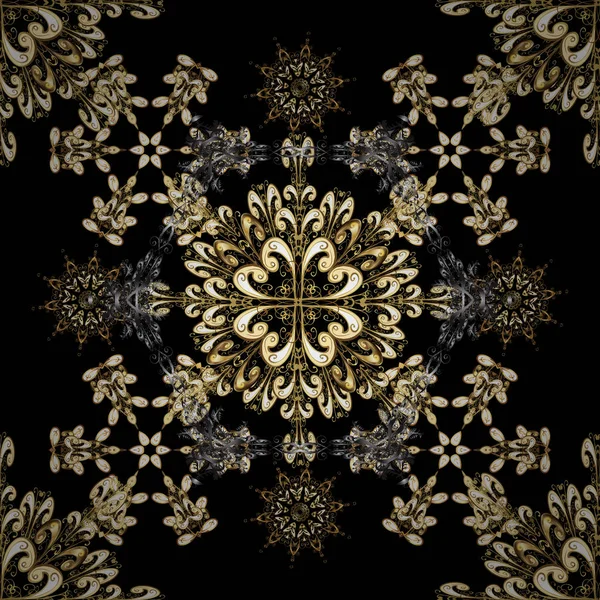 Ornement Floral Style Baroque Damas Motif Répétitif Sans Couture Elément — Image vectorielle