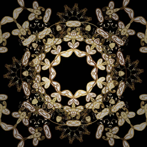 Золоті Елементи Чорного Коричневого Білого Кольорів Безшовний Східний Орнамент Стилі — стоковий вектор