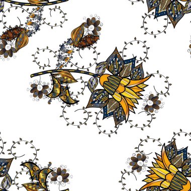 Çiçek desen vektör, beyaz, siyah ve kahverengi çizgi grafik desen soyut vektör arka plan. Modern şık doku.