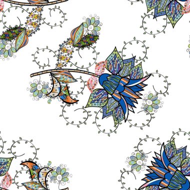 Çiçekler, dallar, bitkiler ve çiçekler. El çizimi. Vektör çizimi. Güzel kumaş deseni.