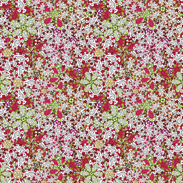 Vektorillustration Asiatischen Textilstil Blüten Auf Weißen Schwarzen Und Roten Farben — Stockvektor