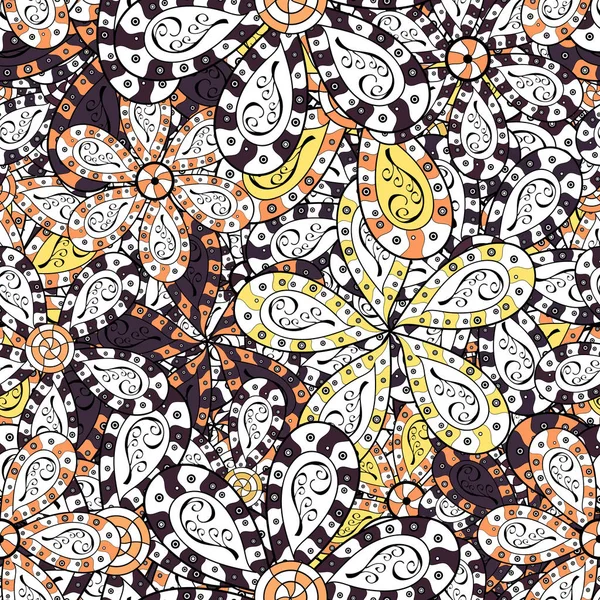 Cute Floral pattern in the small flower. Abstract flower seamless pattern background. Vector illustration. On white, black and purple colors. Vector pattern.