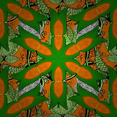 Sevimli çiçek desenli küçük çiçek. Yeşil, turuncu ve siyah renkler çiçekler.