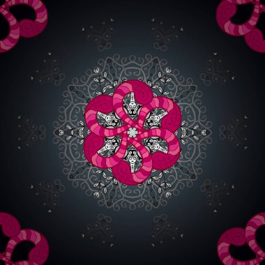 1950'lerde 1960'larda motifler. İpek eşarp çiçek açan çiçekler ile. Retro tekstil tasarım koleksiyonu. Gri, mavi ve pembe gri, mavi, eflatun. Soyut sorunsuz vektör desen elle çizilmiş çiçek öğeleri.