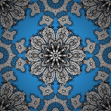 Beyaz, mavi ve siyah renkleri altın elemanları ile. Sorunsuz şark süsleme Barok tarzında. Geleneksel klasik vektör altın seamless modeli.