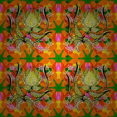 Botanik seamless modeli. Suluboya efekti. Vektör desen. Organik öğeleri.