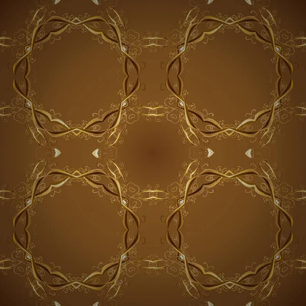 Klasické Vektorové Zlatý Ozdobný Obraz Květinový Ornament Brokát Textilní Vzor — Stockový vektor