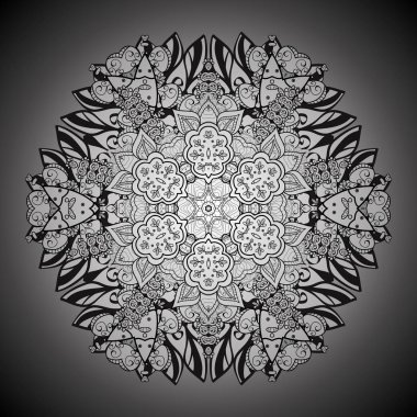 Soyut mandala kutsal geometri tasarlamak gri ve beyaz renkler renkli vektör.