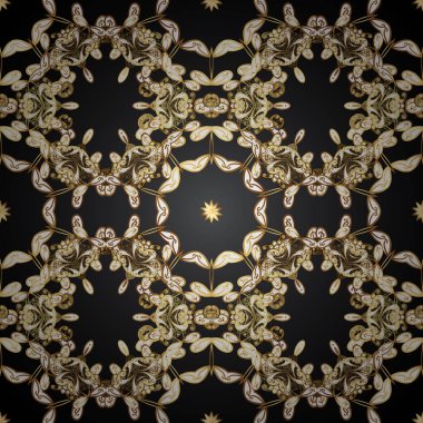 Altın öğesi gri, kahverengi ve beyaz renkler. Antika altın yinelenebilir duvar kağıdı. Altın çiçek süsleme barok tarzı. Damasko süs yinelenen desen.