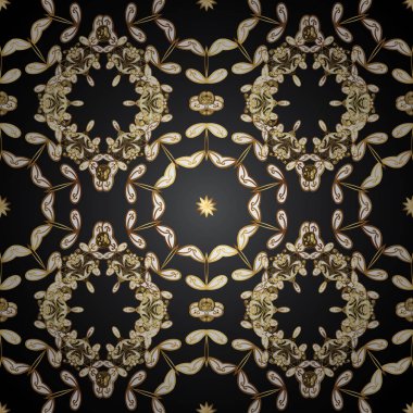 Damasko süs yinelenen arka plan. Altın çiçek süsleme barok tarzı. Altın arka plan doku duvar kağıdı. Gri, beyaz ve siyah renkler altın öğesi.