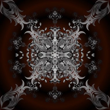 Vektör hediye çeki şablon mandala süsleme kahverengi, gri ve siyah renkler ile.