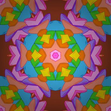 Turuncu, mavi ve pembe renkleri vektör çizim görüntüler. Dikişsiz desen zarif dekoratif süsleme moda için baskı, karalama defteri, ambalaj kağıdı, duvar kağıdı.