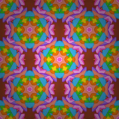 Doodles'ın turuncu, mavi ve pembe renkler. Güzel desen kağıt vektör kaydırma. Dikişsiz desen kroki şirin arka plan.